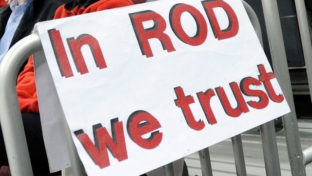 RALEIGH, NC - MARCH 25: A sign hangs from a railing referring to Captain Rod Brind'amour #17 of the Carolina Hurricanes prior to the NHL game against the Ottawa Senators at the RBC Center on March 25, 2009 in Raleigh, North Carolina. The Hurricanes defeated the Senators 2-1.
