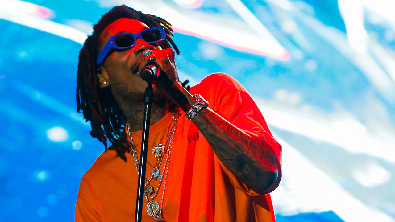 SAO PAULO, BRAZIL - MARCH 25: Wiz Khalifa performs during Lollapalooza Sao Paulo 2018 at the Interlagos racetrack on March 25, 2018 in Sao Paulo, Brazil. *** Local caption ** Wiz Khalifa