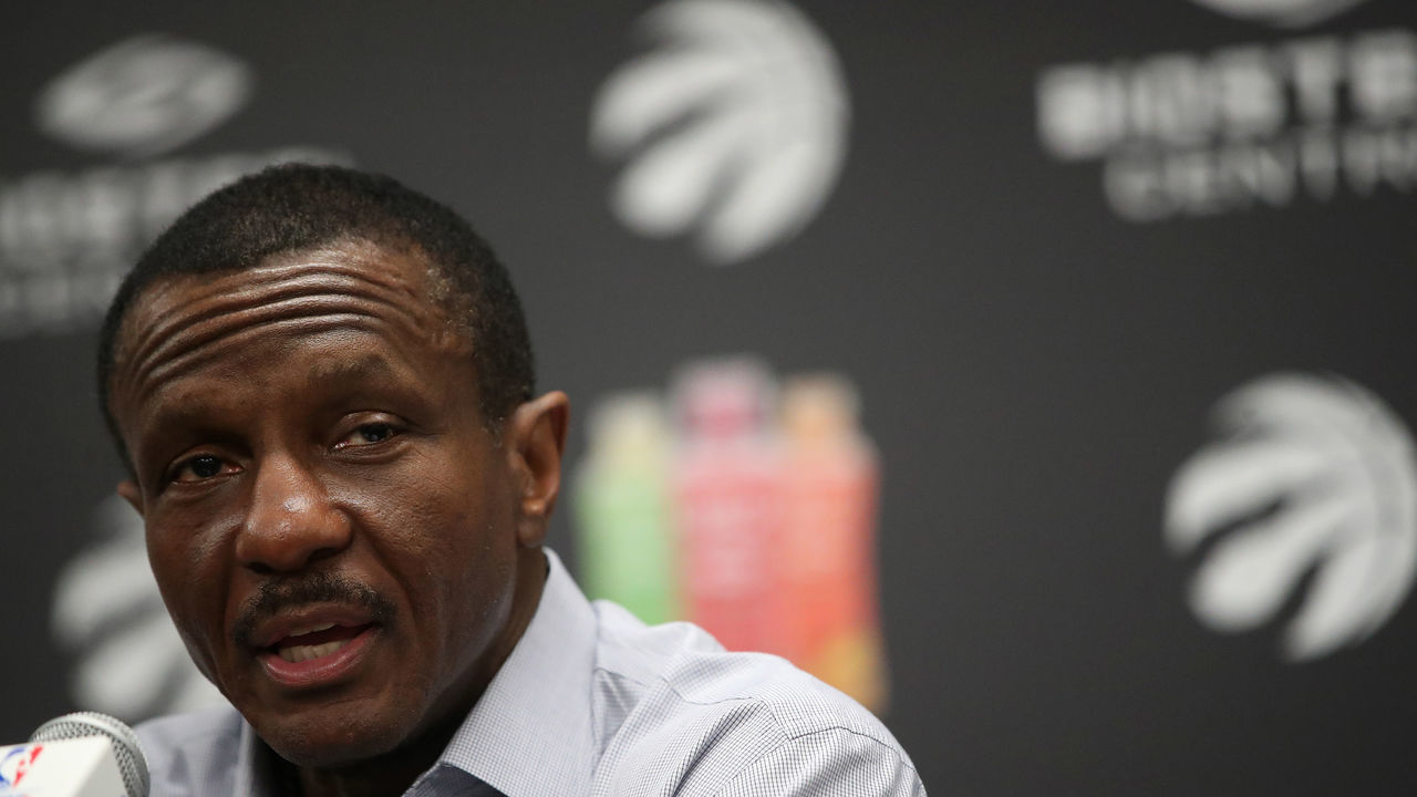 TORONTO, ON- MAY 9 - Toronto Raptors head coach Dwane Casey takes questions as the Toronto Raptors hold media availability after being eliminated by the Cleveland Cavaliers in four games at the Biosteel Centre on the CNE Grounds in Toronto. May 9, 2018. (Steve Russell/Toronto Star via Getty Images)