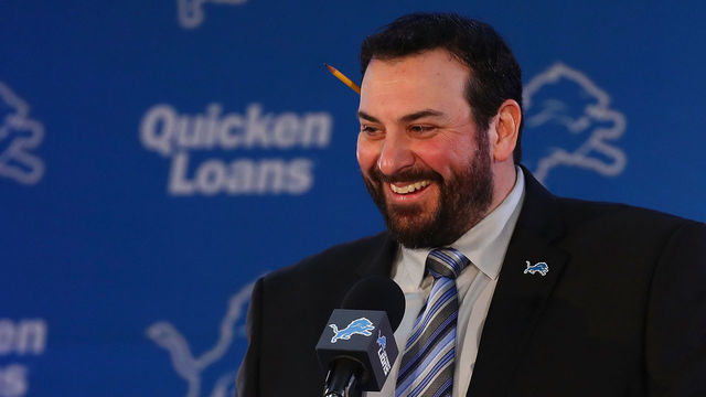 ALLEN PARK, MI - FEBRUARY 07: Matt Patricia speaks at a press conference after being hired as the head coach of the Detroit Lions at the Detroit Lions Practice Facility on February 7, 2018 in Allen Park, Michigan.