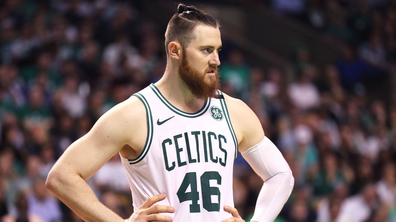BOSTON, MA - MAY 3: Aron Baynes #46 of the Boston Celtics looks on during Game Two of the Eastern Conference Second Round of the 2018 NBA Playoffs against the Philadelphia 76ers at TD Garden on May 3, 2018 in Boston, Massachusetts. The Celtics defeat the 76ers 108-103.
