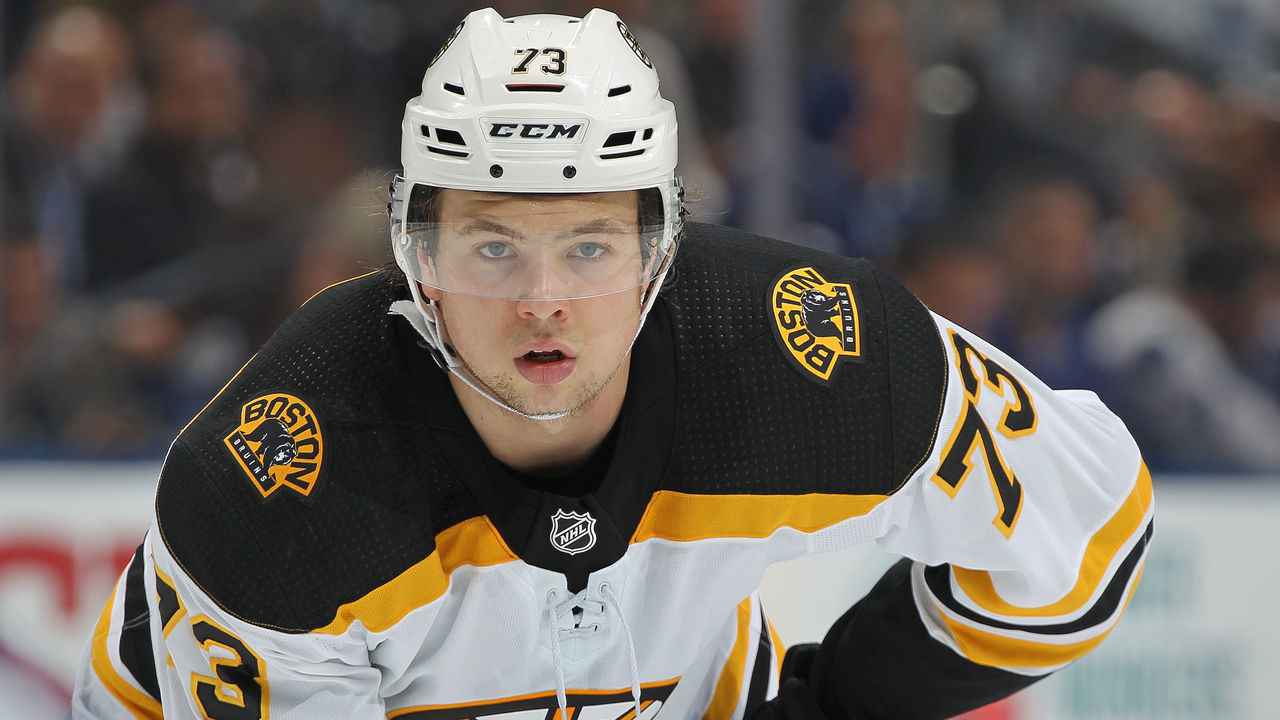 TORONTO, ON - APRIL 19: Charlie McAvoy #73 of the Boston Bruins waits for a faceoff against the Toronto Maple Leafs in Game Four of the Eastern Conference First Round in the 2018 Stanley Cup play-offs at the Air Canada Centre on April 19, 2018 in Toronto, Ontario, Canada. The Bruins defeated the Maple Leafs 3-1. *** Local Caption *** Charlie McAvoy