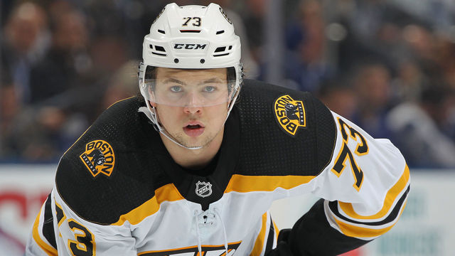 TORONTO, ON - APRIL 19: Charlie McAvoy #73 of the Boston Bruins waits for a faceoff against the Toronto Maple Leafs in Game Four of the Eastern Conference First Round in the 2018 Stanley Cup play-offs at the Air Canada Centre on April 19, 2018 in Toronto, Ontario, Canada. The Bruins defeated the Maple Leafs 3-1. *** Local Caption *** Charlie McAvoy