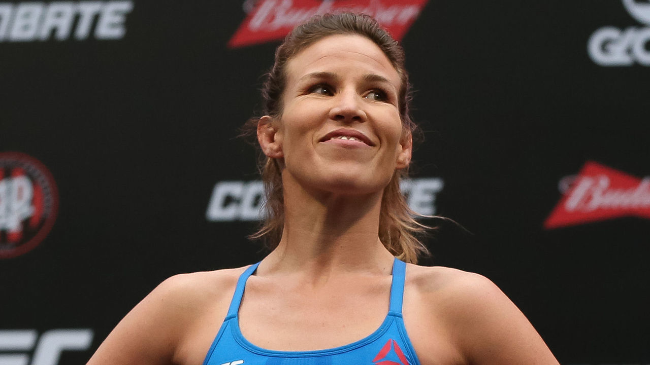 CURITIBA, BRAZIL - MAY 13: Leslie Smith of the United States weighs in during the UFC 198 weigh-in at Arena da Baixada stadium on May 13, 2016 in Curitiba, Brazil.