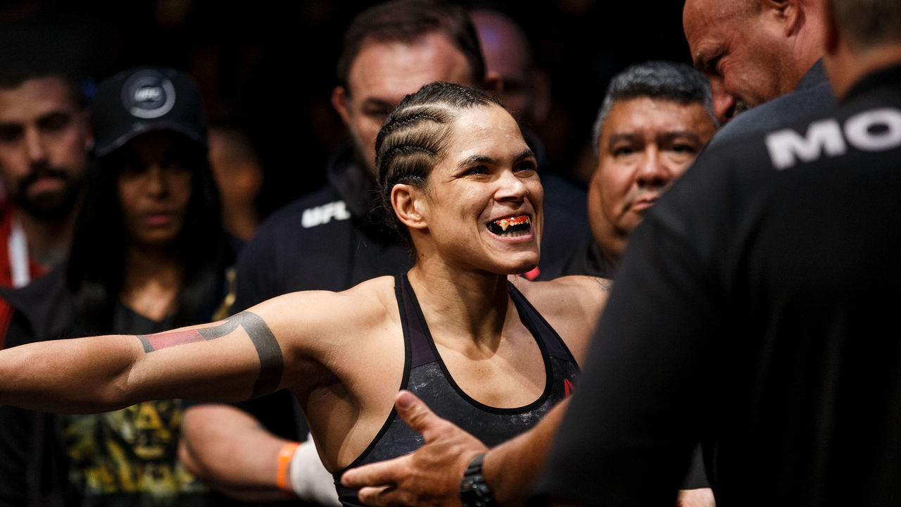 EDMONTON, AB - SEPTEMBER 09: Amanda Nunes, prepares to fight Valentina Shevchenko during UFC 215 at Rogers Place on September 9, 2017 in Edmonton, Canada.