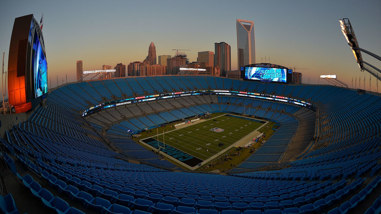CHARLOTTE, NC - NOVEMBER 17: General view of sunset over Bank of America Stadium before the game between the Carolina Panthers and the New Orleans Saints on November 17, 2016 in Charlotte, North Carolina.