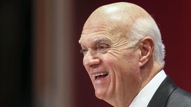 TORONTO, ON - SEPTEMBER 22 - Toronto Maple Leafs GM Lou Lamoriello laughs during a news conference at the MasterCard Centre, prior to the MapleLeafs departure to training camp in Halifax, September 22, 2016. (Andrew Francis Wallace/Toronto Star via Getty Images)