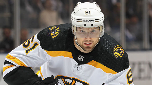 TORONTO, ON - APRIL 16: Rick Nash #61 of the Boston Bruins skates against the Toronto Maple Leafs in Game Three of the Eastern Conference First Round during the 2018 Stanley Cup Play-offs at the Air Canada Centre on April 16, 2018 in Toronto, Ontario, Canada. The Maple Leafs defeated the Bruins 4-2. *** Local Caption *** Rick Nash