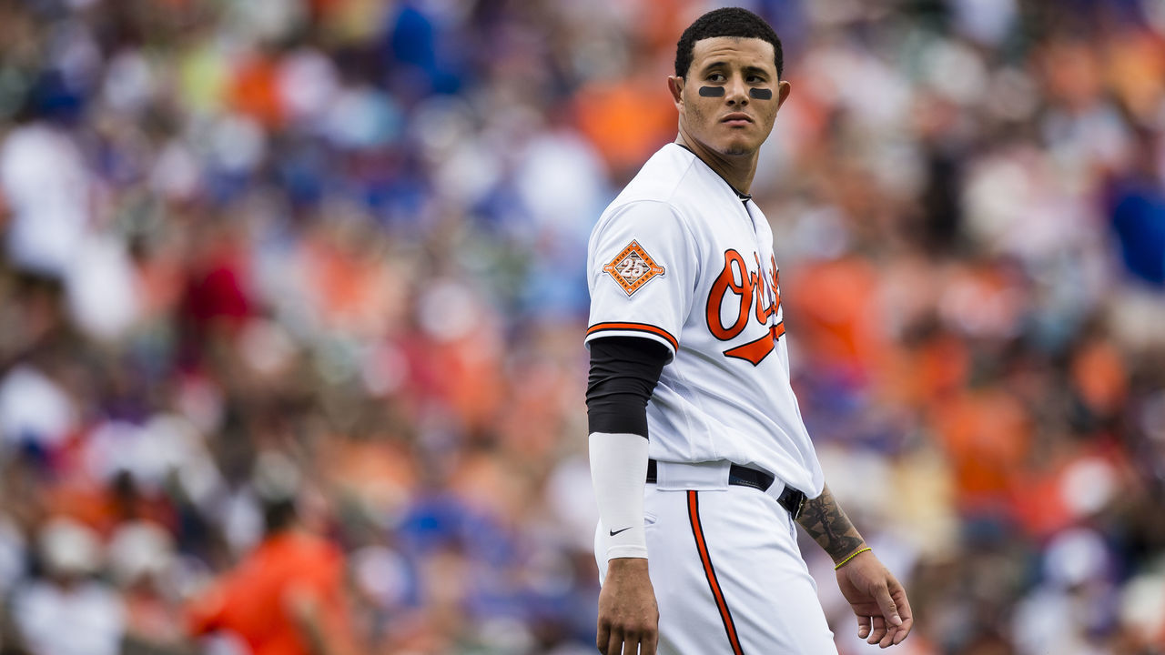 BALTIMORE, MD - JULY 16: Manny Machado #13 of the Baltimore Orioles in action against the Chicago Cubs in the sixth inning during a game at Oriole Park at Camden Yards on July 16, 2017 in Baltimore, Maryland.