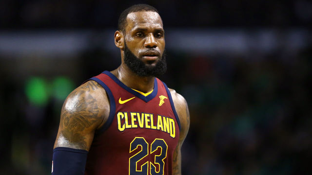 BOSTON, MA - MAY 13: LeBron James #23 of the Cleveland Cavaliers reacts against the Boston Celtics during the third quarter in Game One of the Eastern Conference Finals of the 2018 NBA Playoffs at TD Garden on May 13, 2018 in Boston, Massachusetts. The Boston Celtics defeated the Cleveland Cavaliers 108-83.
