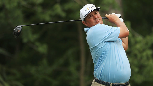 PONTE VEDRA BEACH, FL - MAY 13: Jason Dufner of the United States plays his shot from the 15th tee during the final round of THE PLAYERS Championship on the Stadium Course at TPC Sawgrass on May 13, 2018 in Ponte Vedra Beach, Florida.