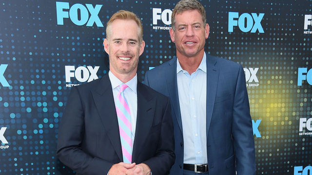 NEW YORK, NY - MAY 15: Joe Buck and Troy Aikman attend the 2017 FOX Upfront at Wollman Rink, Central Park on May 15, 2017 in New York City.