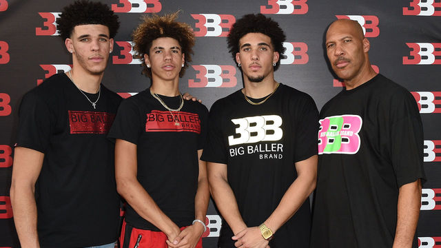 CHINO, CA - SEPTEMBER 02: (L-R) Lonzo Ball, LaMelo Ball, LiAngelo Ball and LaVar Ball attend Melo Ball's 16th Birthday on September 2, 2017 in Chino, California.