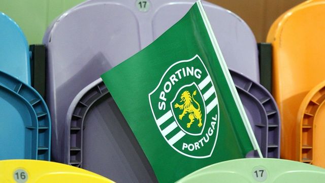 A general view of a Sporting Lisbon flag in the stands