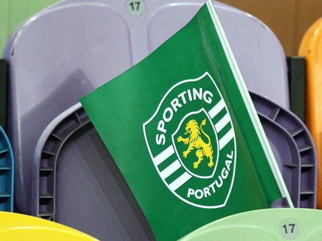 A general view of a Sporting Lisbon flag in the stands