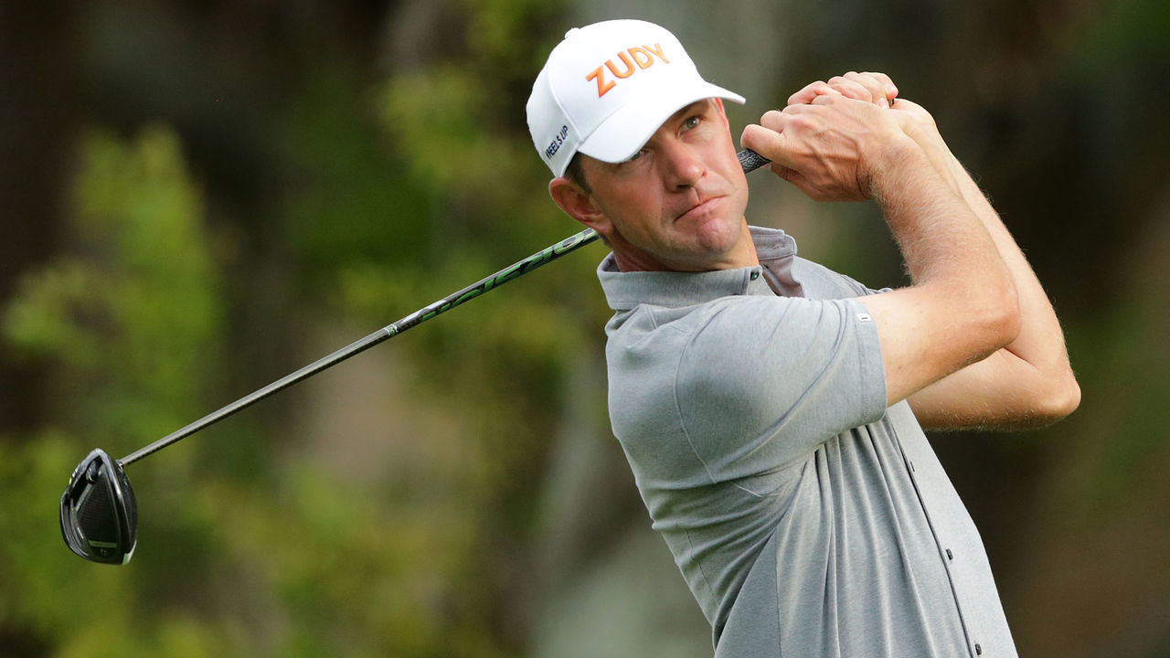 HILTON HEAD ISLAND, SC - APRIL 15: Lucas Glover plays his tee shot on the second hole during the final round of the 2018 RBC Heritage at Harbour Town Golf Links on April 15, 2018 in Hilton Head Island, South Carolina.