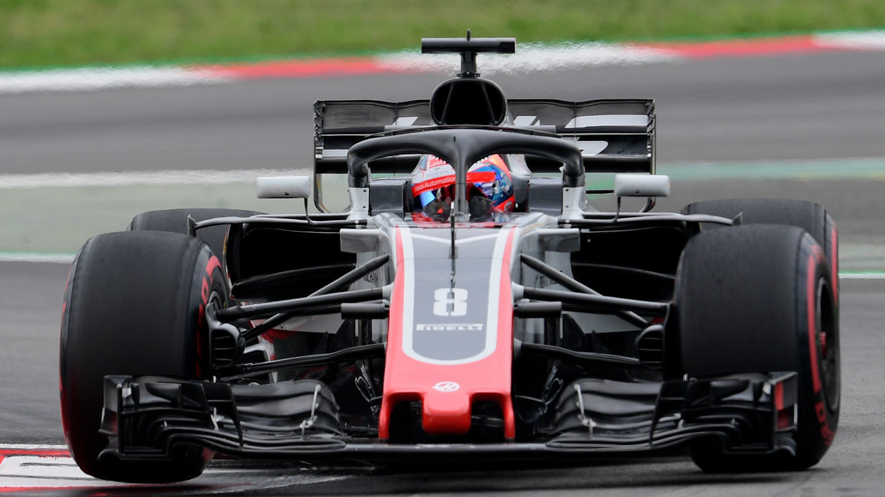 Haas F1's French driver Romain Grosjean takes part in the third practice session at the Circuit de Catalunya in Montmelo in the outskirts of Barcelona on May 12, 2018 ahead of the Spanish Formula One Grand Prix.