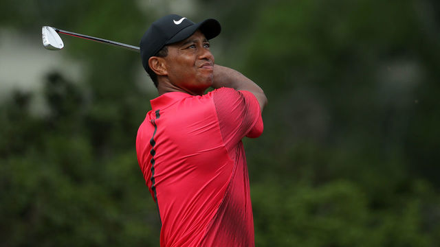 PONTE VEDRA BEACH, FLORIDA - MAY 13: Tiger Woods of the United States in action during the final round of THE PLAYERS Championship on the Stadium Course at TPC Sawgrass on May 13, 2018 in Ponte Vedra Beach, Florida.