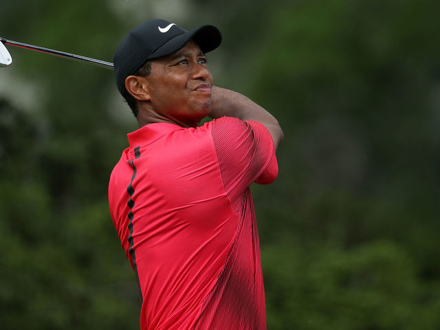 PONTE VEDRA BEACH, FLORIDA - MAY 13: Tiger Woods of the United States in action during the final round of THE PLAYERS Championship on the Stadium Course at TPC Sawgrass on May 13, 2018 in Ponte Vedra Beach, Florida.