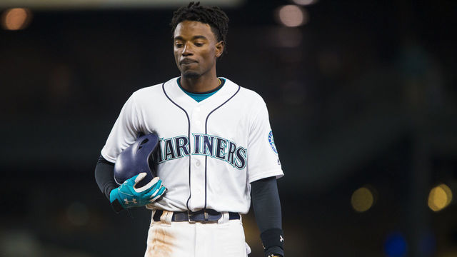 SEATTLE, WA - MAY 02: Dee Gordon #9 of the Seattle Mariners walks off the field after the loss to the Oakland Athletics at Safeco Field on May 2, 2018 in Seattle, Washington. The Oakland Athletics beat the Seattle Mariners 3-2.
