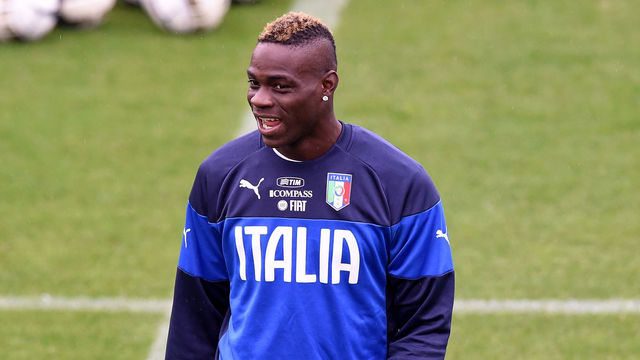 FLORENCE, ITALY - NOVEMBER 12: Mario Balotelli during Italy Training Session at Coverciano on November 12, 2014 in Florence, Italy.