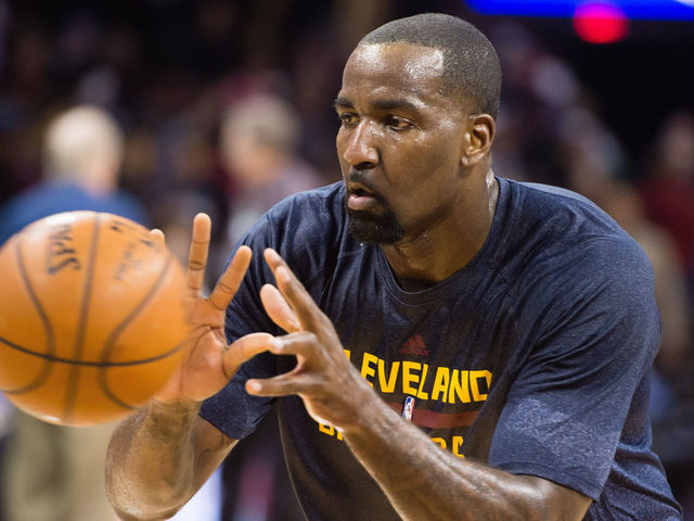 CLEVELAND, OH - FEBRUARY 26: Kendrick Perkins #3 of the Cleveland Cavaliers warms up prior to the game against the Golden State Warriors at Quicken Loans Arena on February 26, 2015 in Cleveland, Ohio.