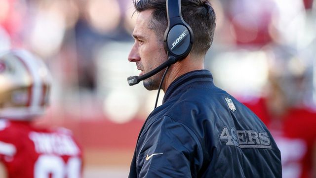 SANTA CLARA, CA - DECEMBER 17: Head coach Kyle Shanahan of the San Francisco 49ers look on from the sidelines during the second quarter against the Tennessee Titans at Levi's Stadium on December 17, 2017 in Santa Clara, California.
