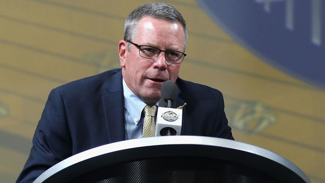 BUFFALO, NY - JUNE 24: Assistant General Manager Paul Fenton of the Nashville Predators speaks at the podium during round one of the 2016 NHL Draft at First Niagara Center on June 24, 2016 in Buffalo, New York.