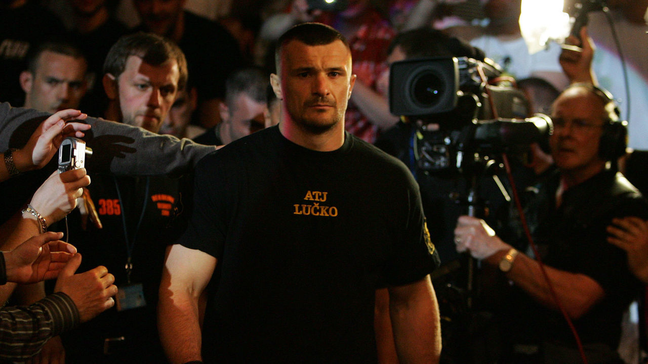 MANCHESTER, UNITED KINGDOM - APRIL 21: A pensive Mirko Cro Cop of Croatia walks to the octagon before fighting Gabriel Gonzaga of USA in a Heavyweight bout of the Ultimate Fighting Championship at the Manchester Evening News Arena on April 21, 2007 in Manchester, England.