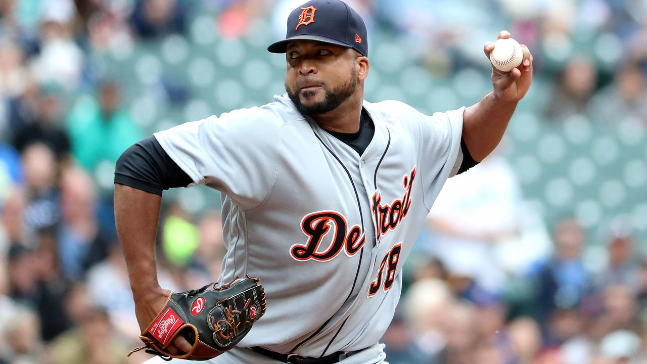SEATTLE, WA - MAY 20: Francisco Liriano #38 of the Detroit Tigers pitches against the Seattle Mariners in the first inning during their game at Safeco Field on May 20, 2018 in Seattle, Washington.