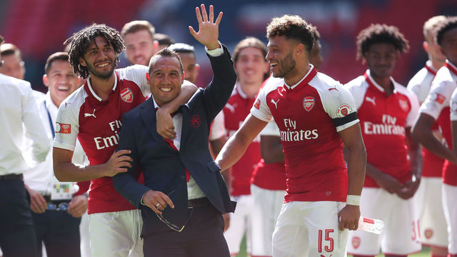 LONDON, ENGLAND - AUGUST 06: Santi Cazorla waves to the fans during the The FA Community Shield between Chelsea and Arsenal at Wembley Stadium on August 6, 2017 in London, England.