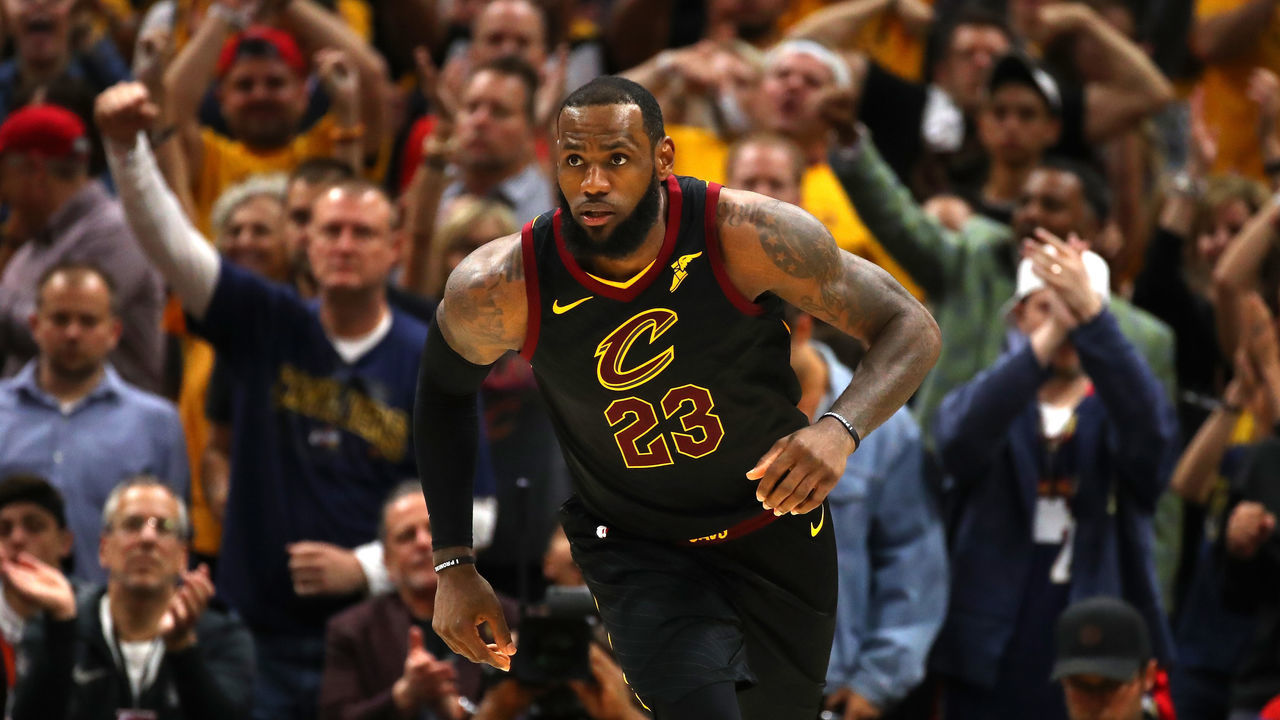 CLEVELAND, OH - MAY 21: LeBron James #23 of the Cleveland Cavaliers reacts after a play in the fourth quarter against the Boston Celtics during Game Four of the 2018 NBA Eastern Conference Finals at Quicken Loans Arena on May 21, 2018 in Cleveland, Ohio.