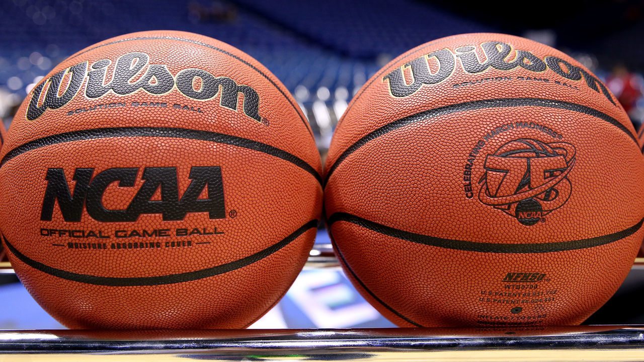 INDIANAPOLIS, IN - MARCH 29: A detail of NCAA Official Wilson basketballs are seen racked up on the court prior to Oregon playing against Louisville during the Midwest Region Semifinal round of the 2013 NCAA Men's Basketball Tournament at Lucas Oil Stadium on March 29, 2013 in Indianapolis, Indiana.