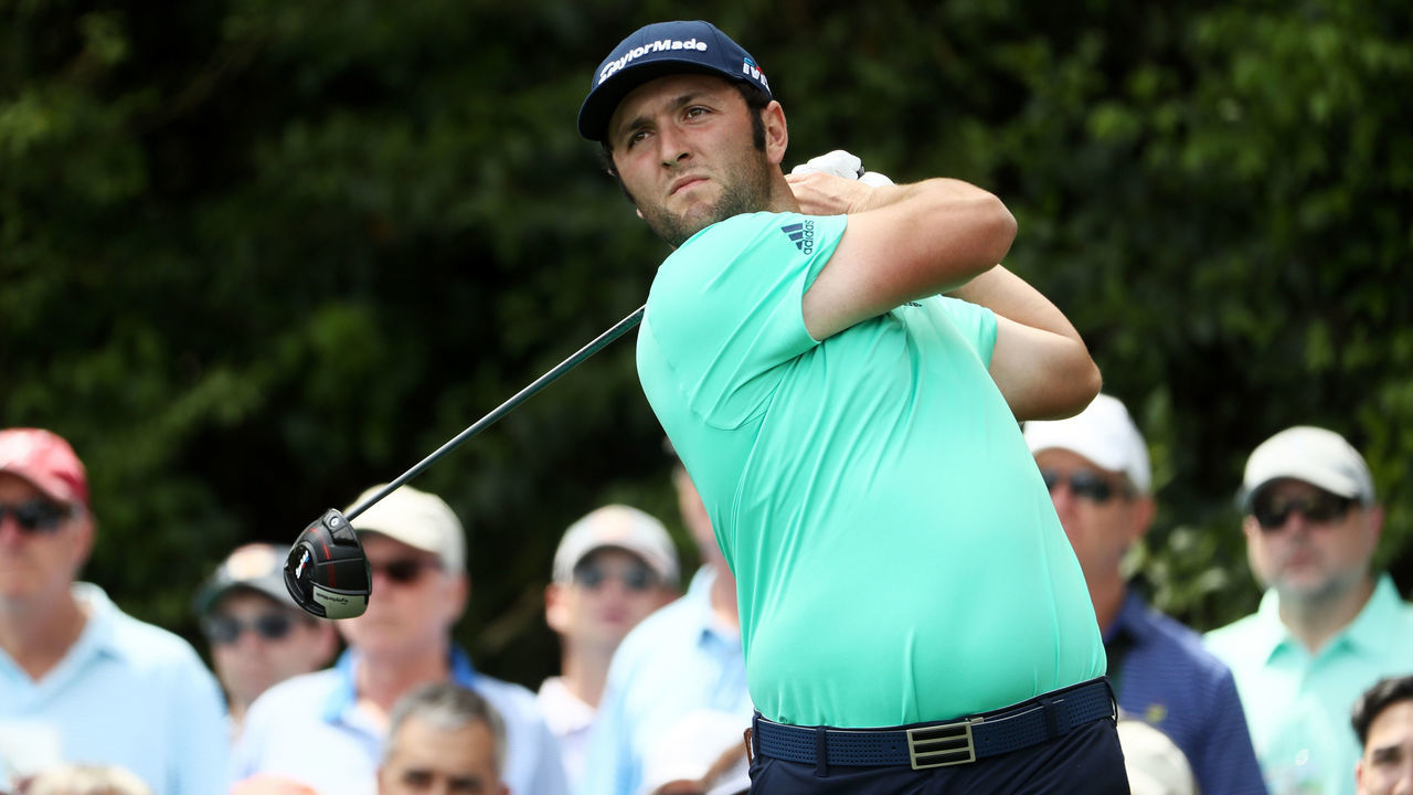 AUGUSTA, GA - APRIL 06: Jon Rahm of Spain plays his tee shot on the 14th hole during the second round of the 2018 Masters Tournament at Augusta National Golf Club on April 6, 2018 in Augusta, Georgia.