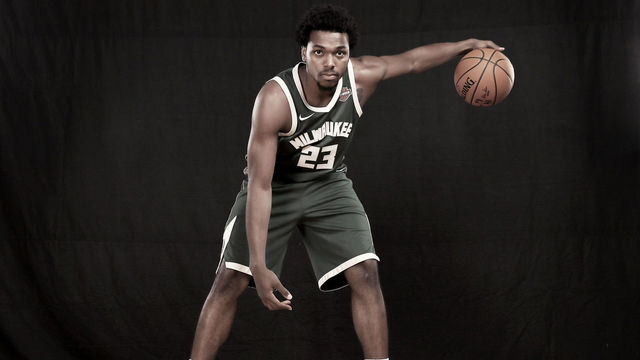 GREENBURGH, NY - AUGUST 11: (EDITORS NOTE: Image has been digitally altered) Sterling Brown of the Milwaukee Bucks poses for a portrait during the 2017 NBA Rookie Photo Shoot at MSG Training Center on August 11, 2017 in Greenburgh, New York.
