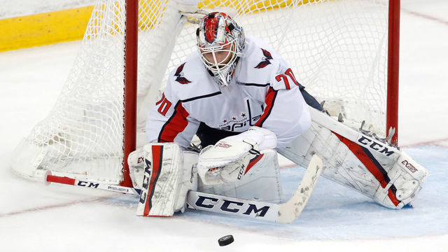 TAMPA, FL - MAY 23: Braden Holtby #70 of the Washington Capitals makes a save against the Tampa Bay Lightning in Game Seven of the Eastern Conference Finals during the 2018 NHL Stanley Cup Playoffs at Amalie Arena on May 23, 2018 in Tampa, Florida.