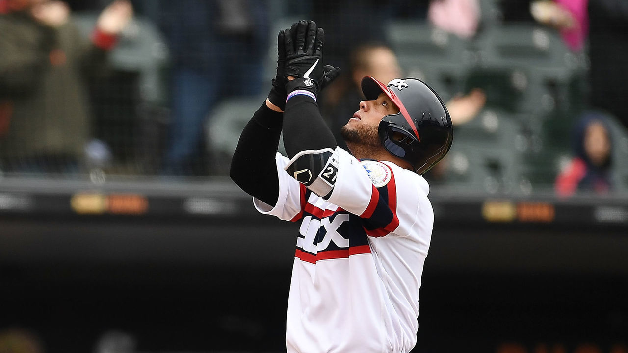 CHICAGO, IL - MAY 20: Welington Castillo #21 of the Chicago White Sox celebrates a home run during the second inning of a game against the Texas Rangers at Guaranteed Rate Field on May 20, 2018 in Chicago, Illinois.