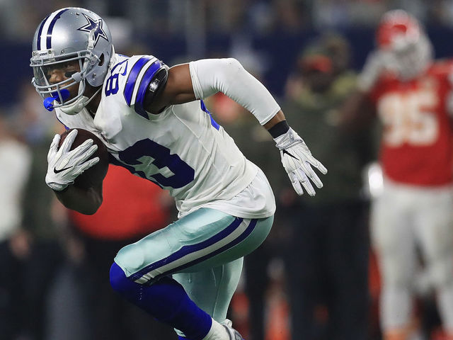 ARLINGTON, TX - NOVEMBER 05: Terrance Williams #83 of the Dallas Cowboys carries the ball in the fourth quarter of a football game against the Kansas City Chiefs at AT&T Stadium on November 5, 2017 in Arlington, Texas.