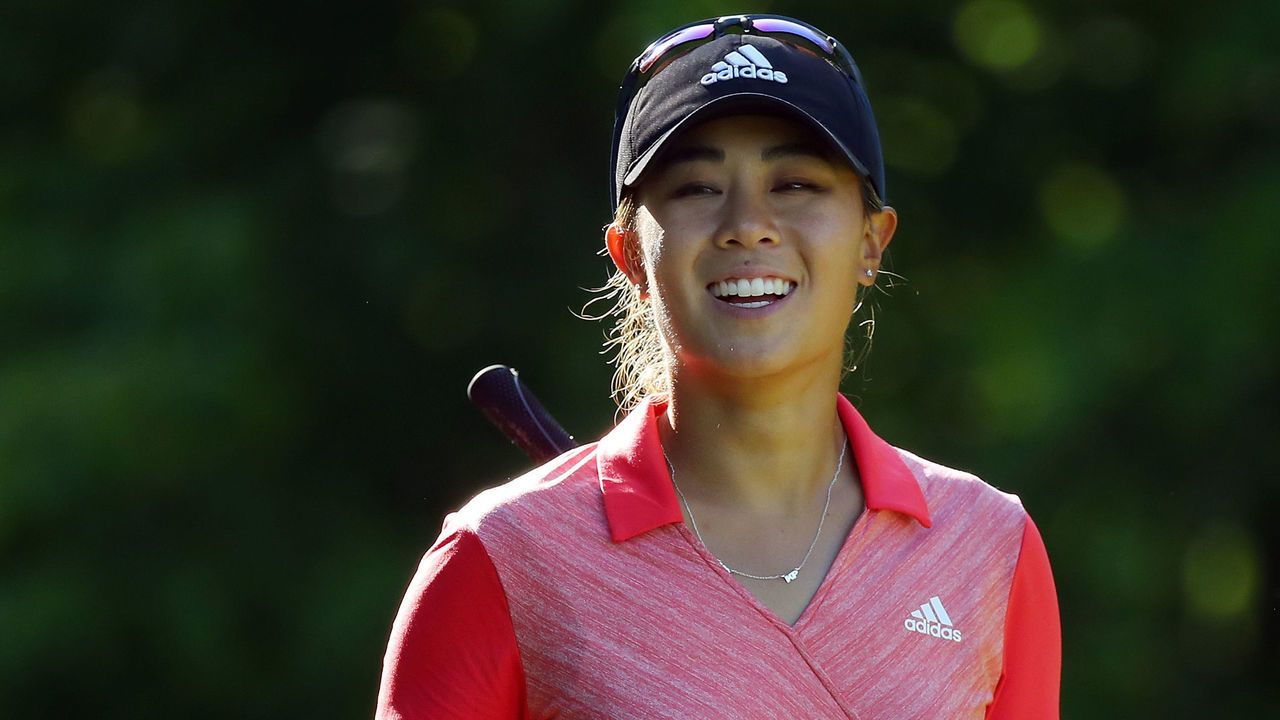 ANN ARBOR, MI - MAY 24: Danielle Kang smiles walking off of the seventh tee during the first round of the LPGA Volvik Championship on May 24, 2018 at Travis Pointe Country Club Ann Arbor, Michigan.