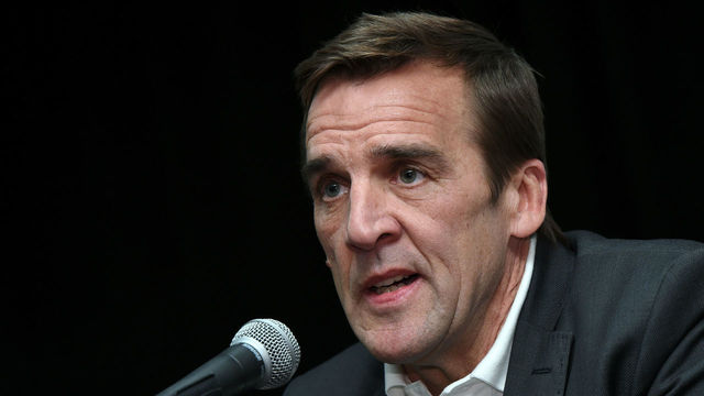 LAS VEGAS, NV - JULY 13: George McPhee speaks after being introduced as the general manager of the Las Vegas NHL franchise during a news conference at T-Mobile Arena on July 13, 2016 in Las Vegas, Nevada.