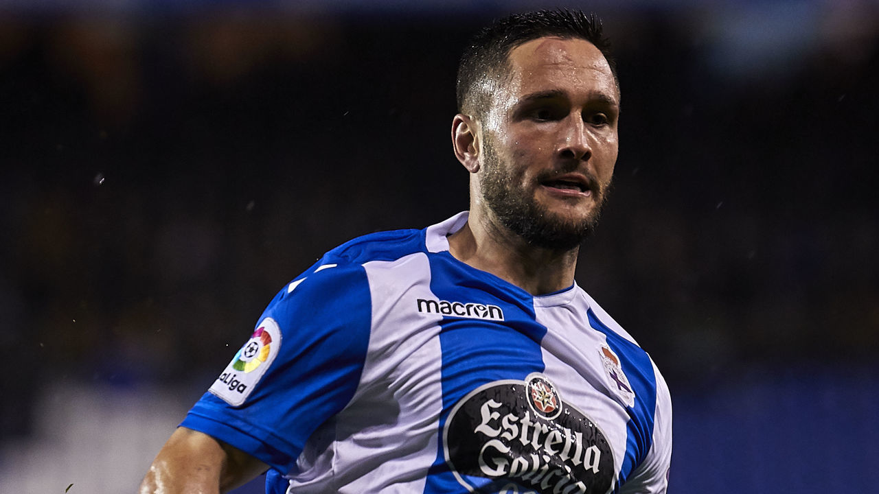 LA CORUNA, SPAIN - JANUARY 13: Florin Andone of Deportivo de La Corunal looks on during the La Liga match between Deportivo La Coruna and Valencia CF at Abanca Riazor Stadium on January 13, 2018 in La Coruna, Spain.