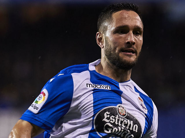 LA CORUNA, SPAIN - JANUARY 13: Florin Andone of Deportivo de La Corunal looks on during the La Liga match between Deportivo La Coruna and Valencia CF at Abanca Riazor Stadium on January 13, 2018 in La Coruna, Spain.