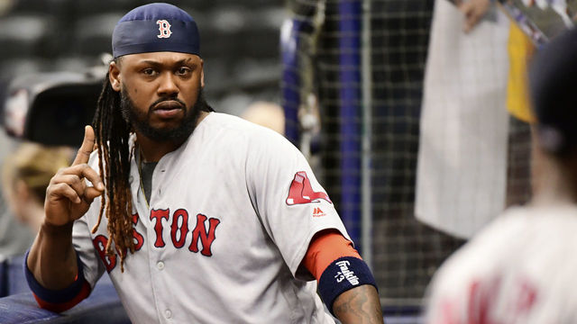 ST PETERSBURG, FL - MAY 23: Hanley Ramirez #13 of the Boston Red Sox poses before taking the field against the Tampa Bay Rays on May 23, 2018 at Tropicana Field in St Petersburg, Florida.