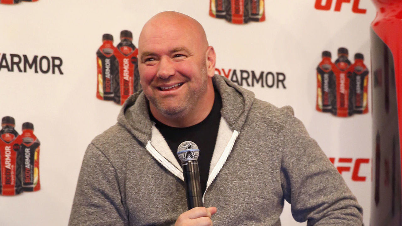 NEW YORK, NY - NOVEMBER 02: UFC President Dana White speaks onstage during a new partnership announcement by Kobe Bryant and BODYARMOR Sports Drink with four UFC fighters, and the unveil of new UFC flavor 'Knockout Punch' at the Pennsy on November 2, 2017 in New York City.