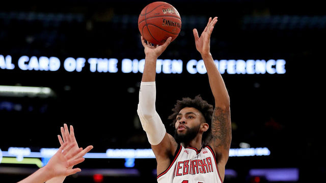 NEW YORK, NY - MARCH 02: Isaac Copeland #14 of the Nebraska Cornhuskers takes a shot in the first half against the Michigan Wolverines during quarterfinals of the Big Ten Basketball Tournament at Madison Square Garden on March 2, 2018 in New York City.