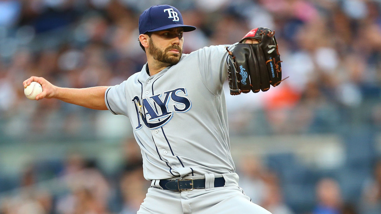 NEW YORK, NY - JULY 28: Austin Pruitt #50 of the Tampa Bay Rays pitches in the first inning against the New York Yankees at Yankee Stadium on July 28, 2017 in the Bronx borough of New York City.