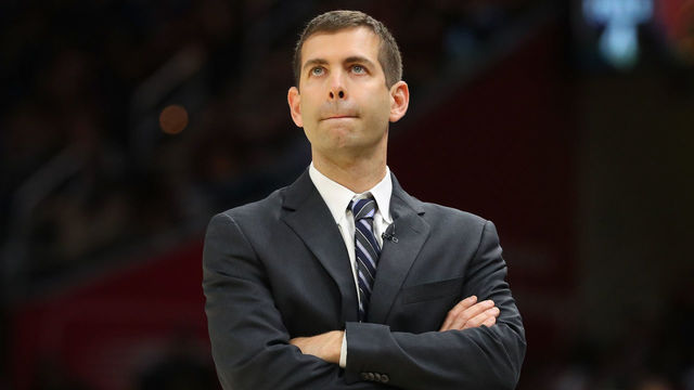 CLEVELAND, OH - MAY 21: Head coach Brad Stevens of the Boston Celtics looks on in the second quarter against the Cleveland Cavaliers during Game Four of the 2018 NBA Eastern Conference Finals at Quicken Loans Arena on May 21, 2018 in Cleveland, Ohio.