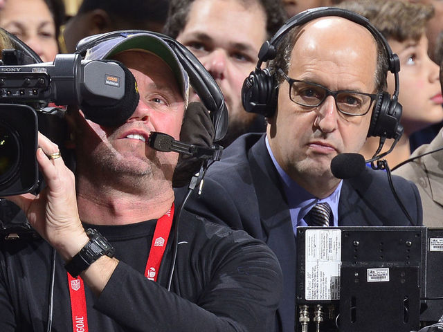 PHILADELPHIA, PA - DECEMBER 16: NBA ESPN Analyst, Jeff Van Gundy and Mark Jones announce the Los Angeles Lakers game against the Philadelphia 76ers at the Wells Fargo Center on December 16, 2016 in Philadelphia, Pennsylvania. Mandatory Copyright Notice: Copyright 2016 NBAE