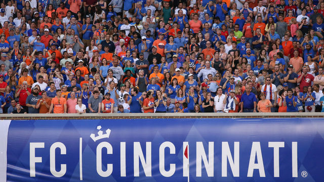 CINCINNATI, OH - JUNE 28: FC Cincinnati fans during the match between the Chicago Fire SC and FC Cincinnati on June 28th 2017, at Nippert Stadium in Cincinnati OH. FC Cincinnati won 3-1 in a penalty kick shootout.