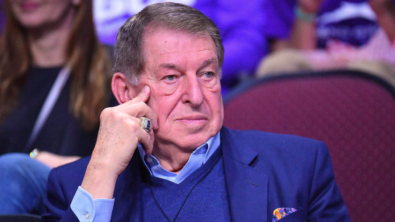 LAS VEGAS, NV - MARCH 10: Special adviser to the Philadelphia 76ers Jerry Colangelo attends the championship game of the Western Athletic Conference basketball tournament between the New Mexico State Aggies and the Grand Canyon Lopes at the Orleans Arena on March 10, 2018 in Las Vegas, Nevada. New Mexico State won 72-58.